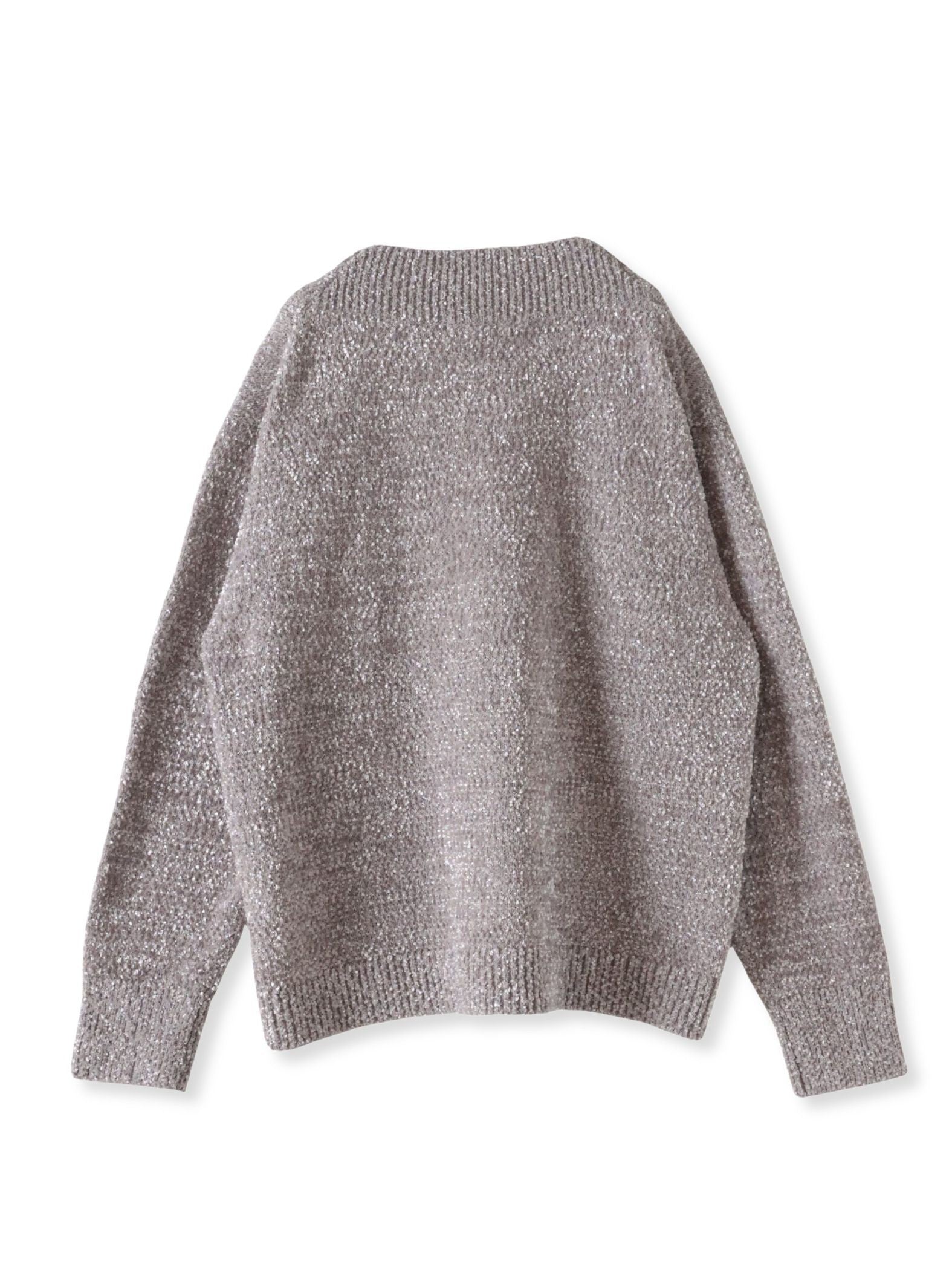 【大きいサイズ】ツヤモールVネックニット