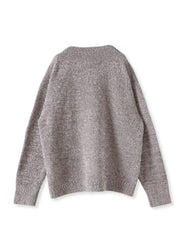 【大きいサイズ】ツヤモールVネックニット