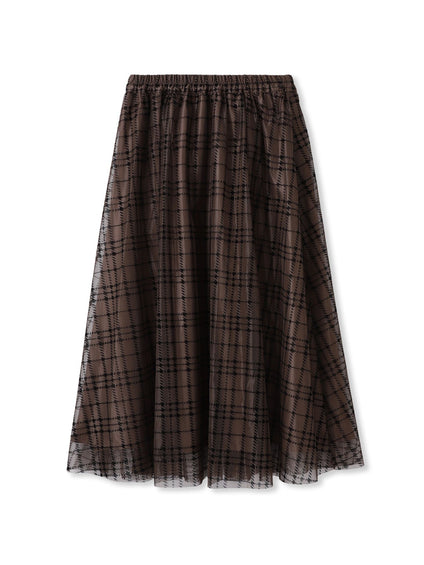 フロッキーチェックスカート≪手洗い可能≫