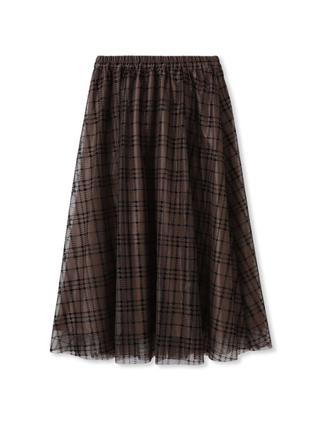 フロッキーチェックスカート≪手洗い可能≫