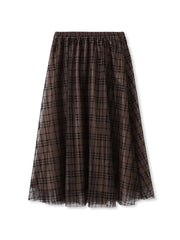 フロッキーチェックスカート≪手洗い可能≫