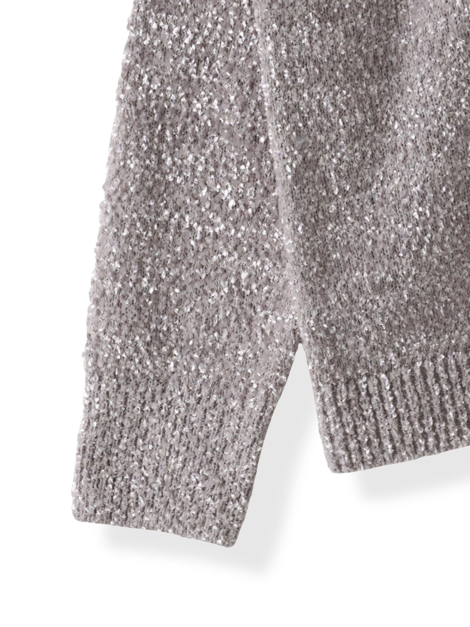 【大きいサイズ】ツヤモールVネックニット