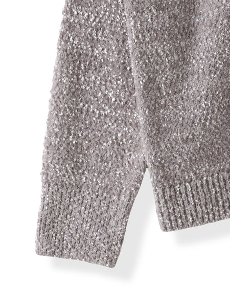 【大きいサイズ】ツヤモールVネックニット