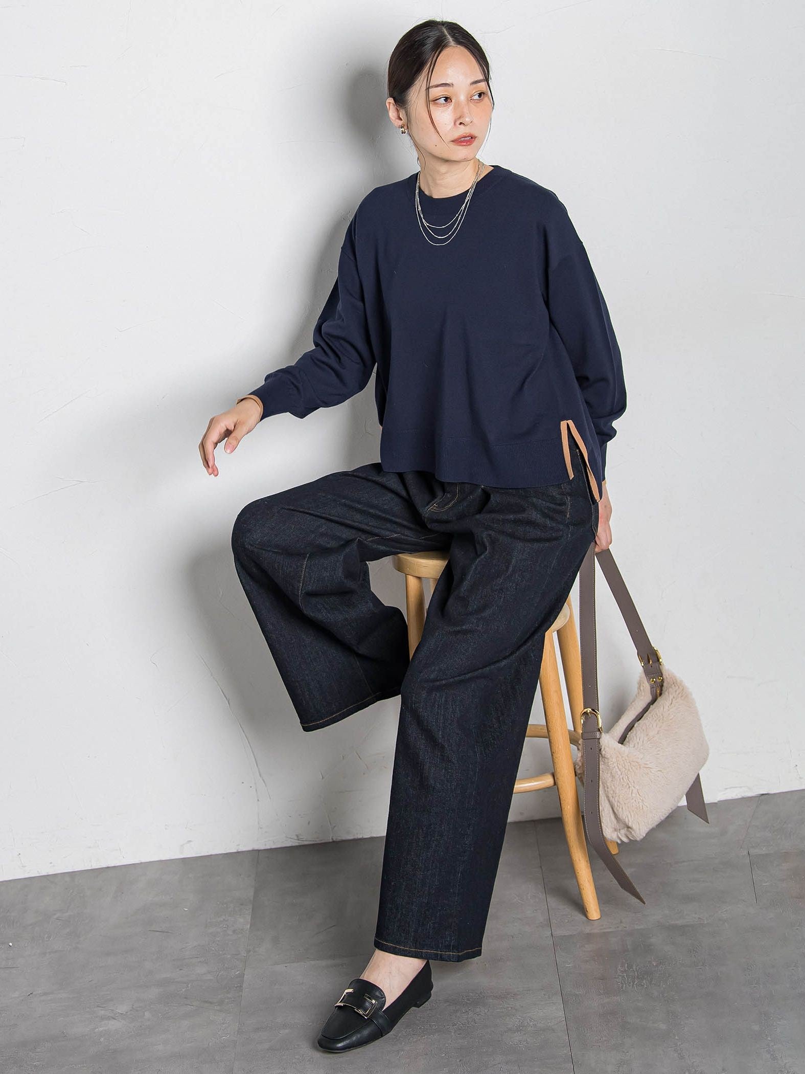 【WEB限定】365デニムパンツ ワイドシルエット≪洗える≫