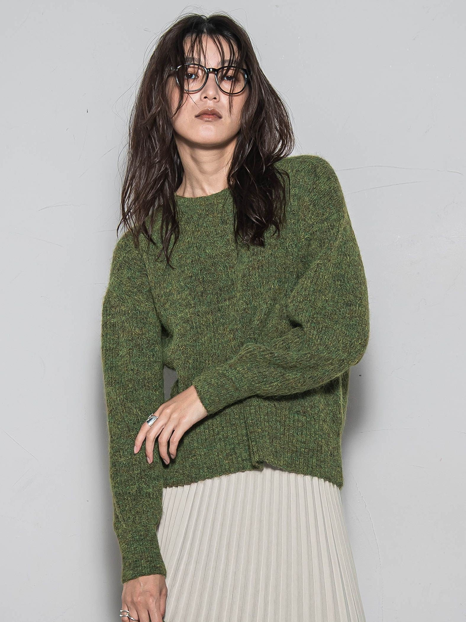 フラッフィークルーネックニット≪手洗い可能≫