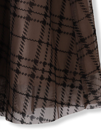 フロッキーチェックスカート≪手洗い可能≫