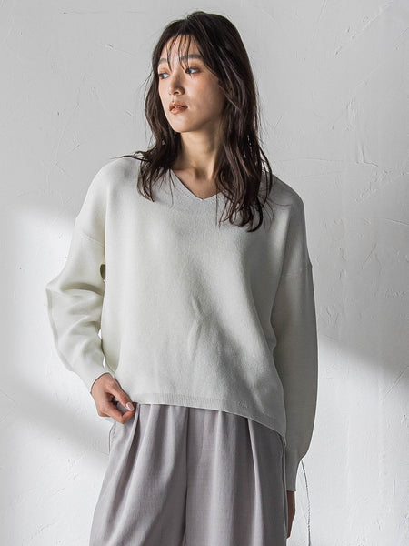 Vネックラメガーターニットプルオーバー≪手洗い可能≫