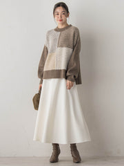 シャギージャガード切替えニット≪手洗い可能≫