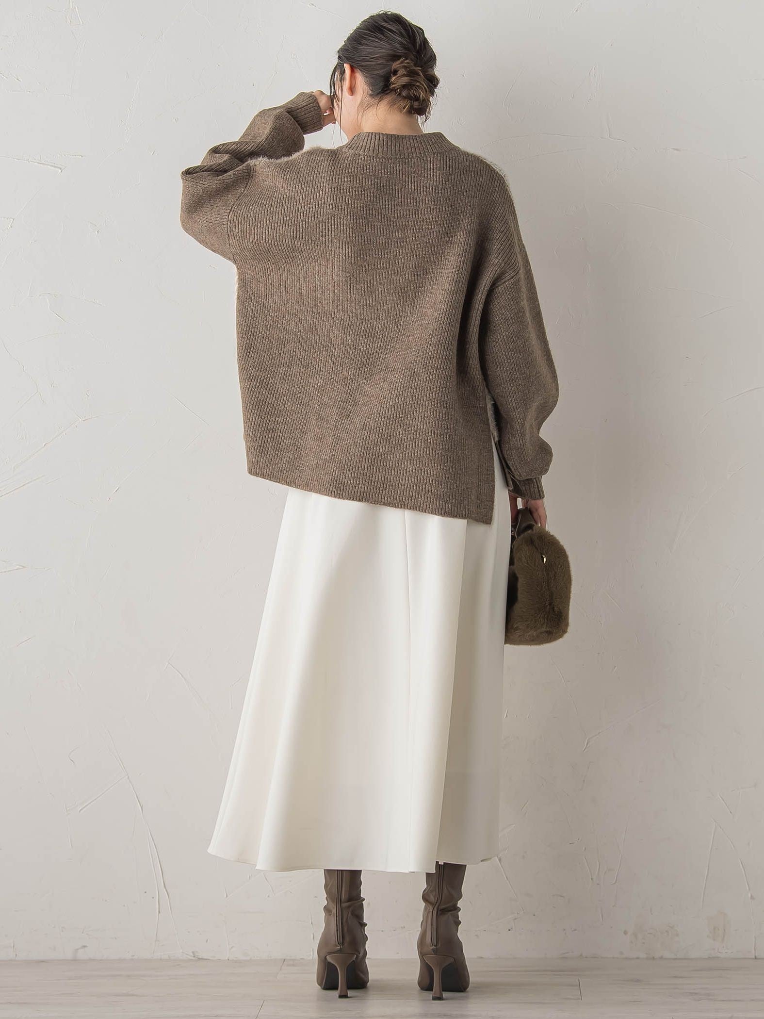 シャギージャガード切替えニット≪手洗い可能≫