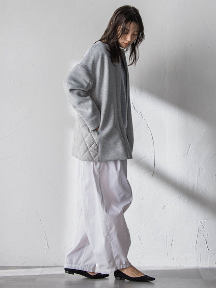 モスダンボール×中綿キルティングノーカラーコート≪手洗い可能≫