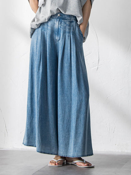 ゆれるデニムフレアパンツ