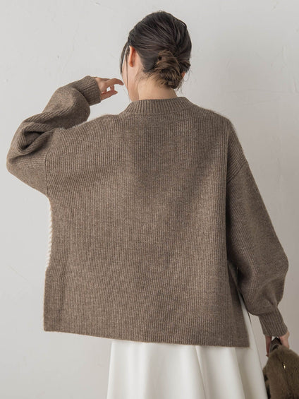 シャギージャガード切替えニット≪手洗い可能≫