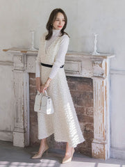 リボンドットツイードワンピース