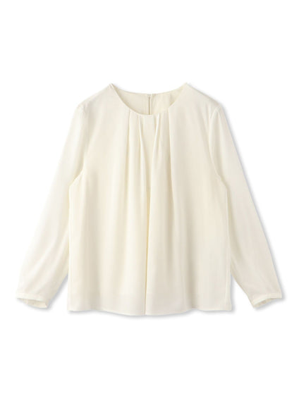 【透けにくい】ストレッチシフォンブラウス≪洗濯機で洗える≫