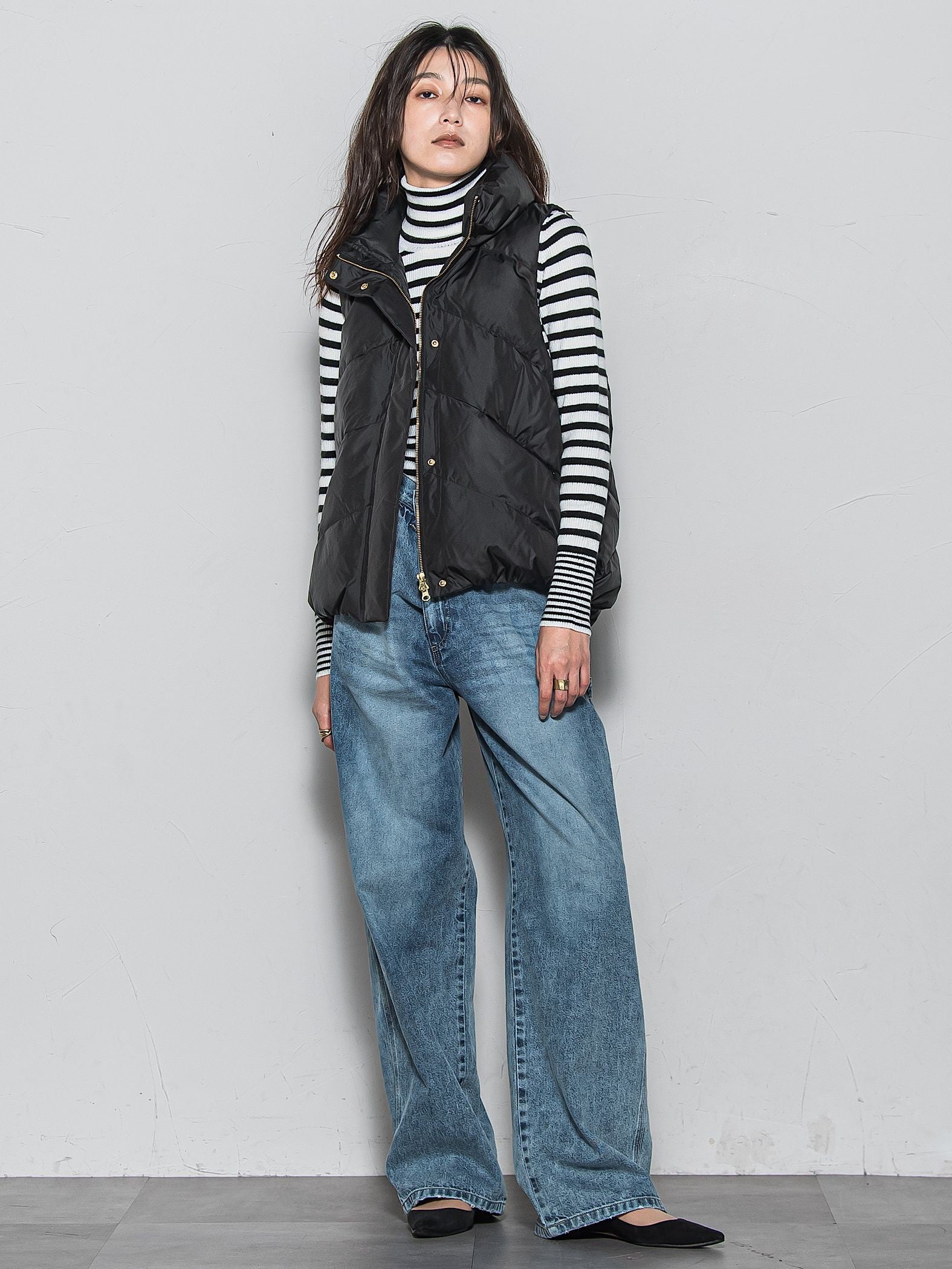 【WEB限定】タートルネックボーダーニットプルオーバー≪手洗い可能≫