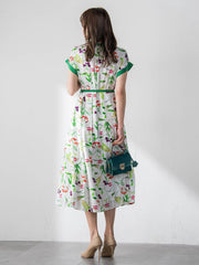 【KEITA KAWASAKI × Viaggio Bluコラボ】リリープリントワンピース