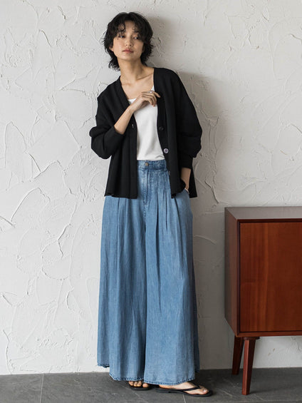 ゆれるデニムフレアパンツ