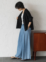 ゆれるデニムフレアパンツ