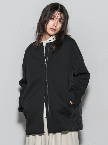 モスダンボール×中綿キルティングノーカラーコート≪手洗い可能≫