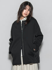 モスダンボール×中綿キルティングノーカラーコート≪手洗い可能≫