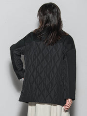 モスダンボール×中綿キルティングノーカラーコート≪手洗い可能≫