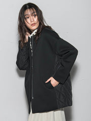 モスダンボール×中綿キルティングノーカラーコート≪手洗い可能≫