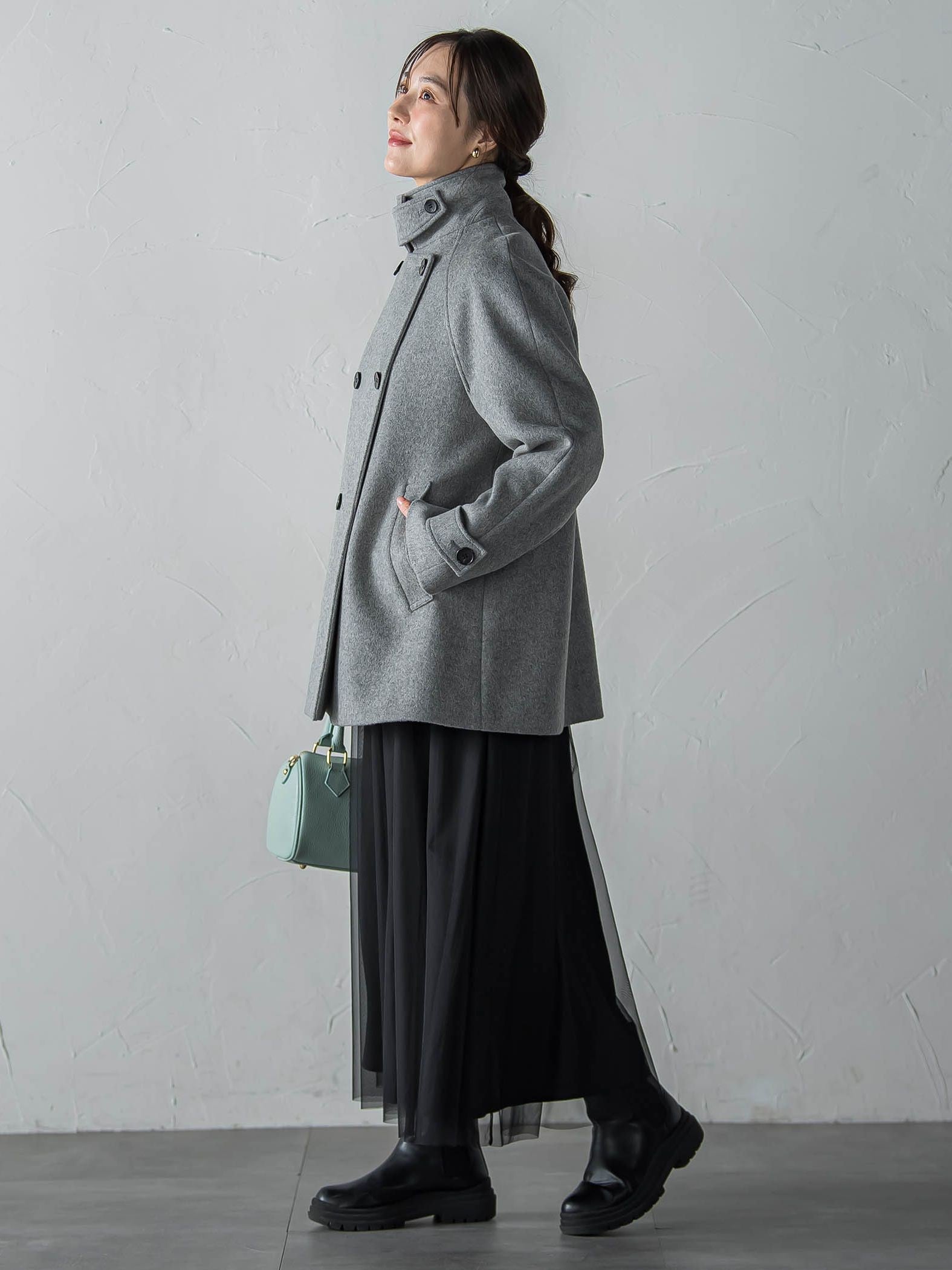 カシミヤ混ライトリバーショートコート