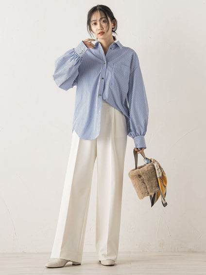 ボリュームスリーブシャツ≪洗濯機で洗える≫