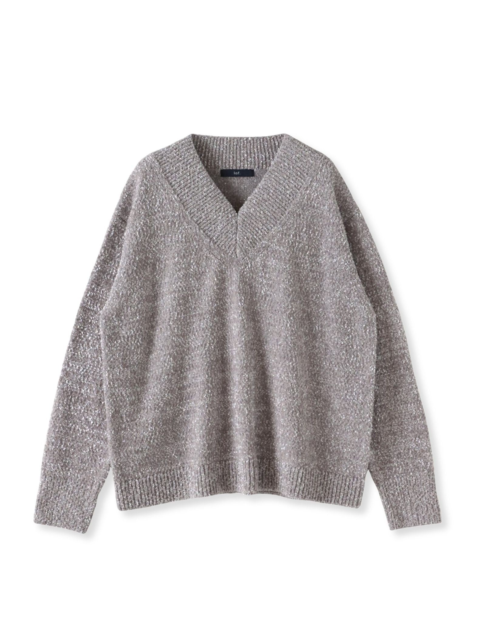 ツヤモールVネックニット