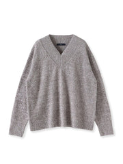 ツヤモールVネックニット