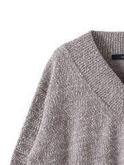 ツヤモールVネックニット