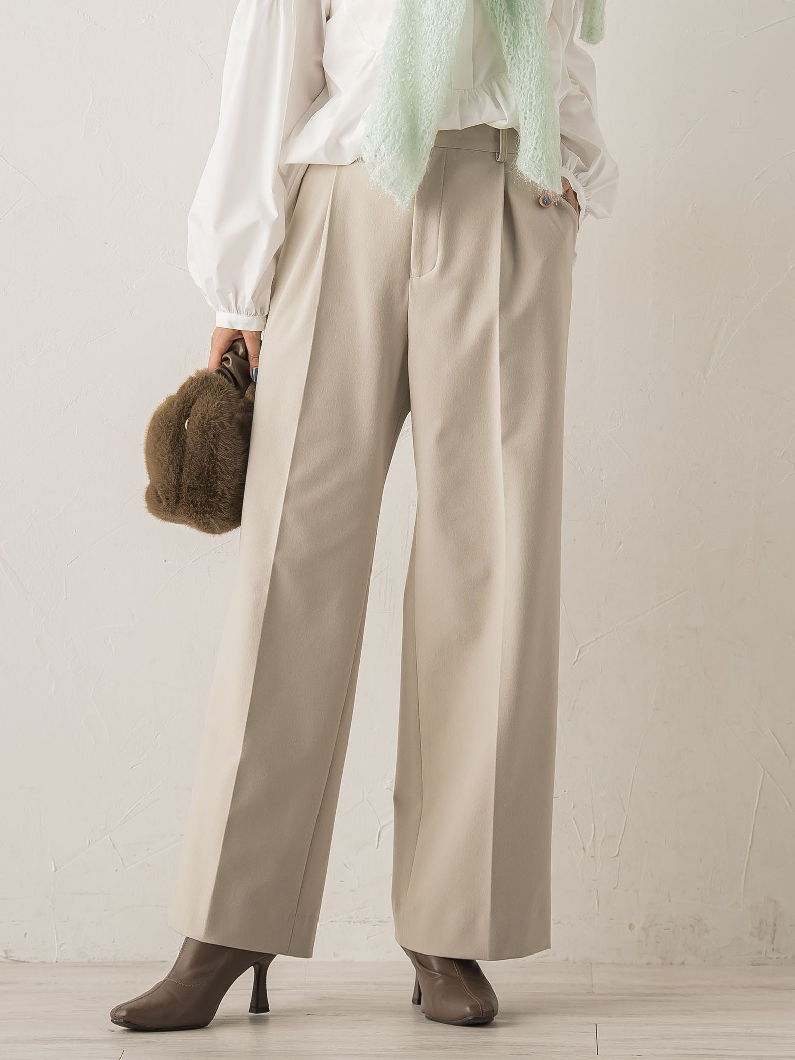 両面起毛ストレッチパンツ≪洗濯機で洗える≫