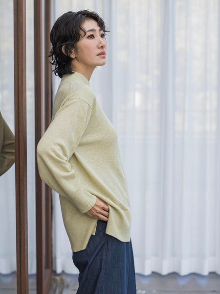 【大きいサイズ/新色追加】ファインウールハイネックニット