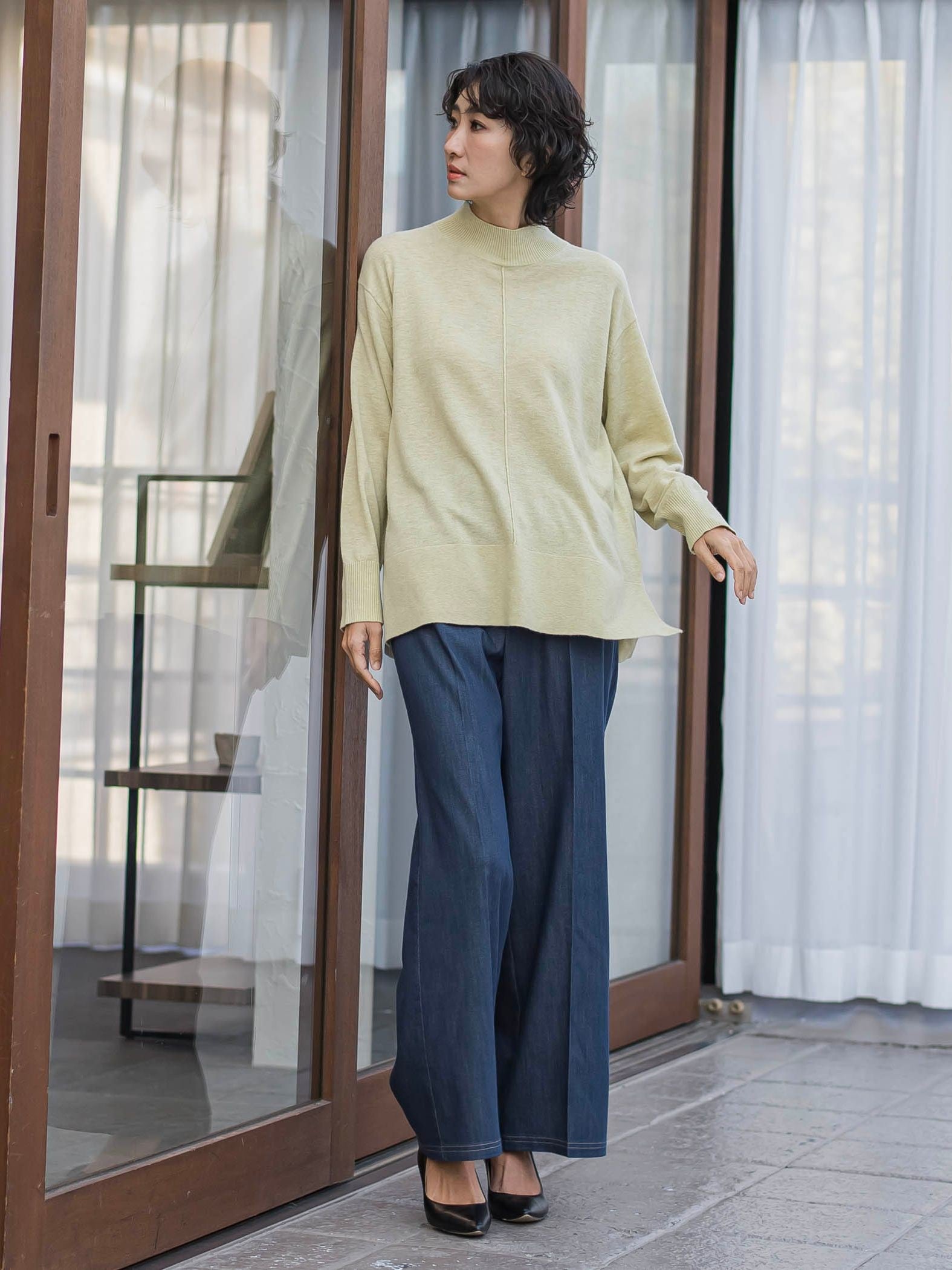 【大きいサイズ/新色追加】ファインウールハイネックニット