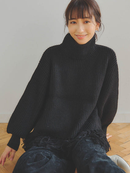 【WEB別注】ブレンドヤーンフリンジニット≪手洗い可能≫