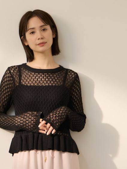 リネンフィールフリルヘムニットプルオーバー