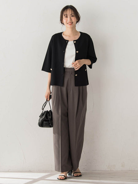 サスペンダー付き2タックパンツ