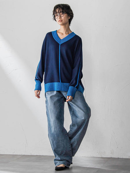 【新色追加】今日の気分で着回せるリバーシブルニット≪手洗い可能≫