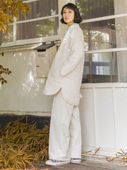 【WEB限定/新色追加】”楽暖”裏起毛ワイドパンツ≪洗濯機で洗える≫