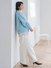 【WEB限定/新色追加】”楽暖”裏起毛ワイドパンツ≪洗濯機で洗える≫