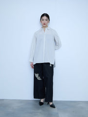 【大人の抜け感】コーマコットンバックフレアシャツ