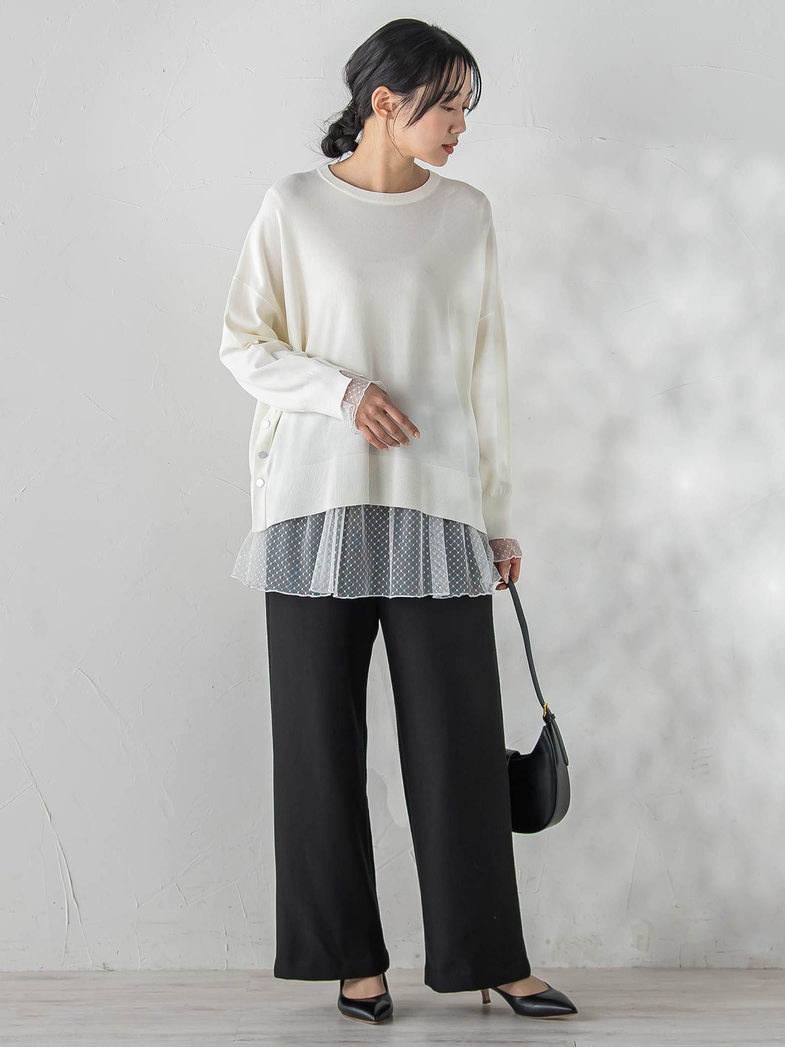 サイドボタンニット≪手洗い可能≫