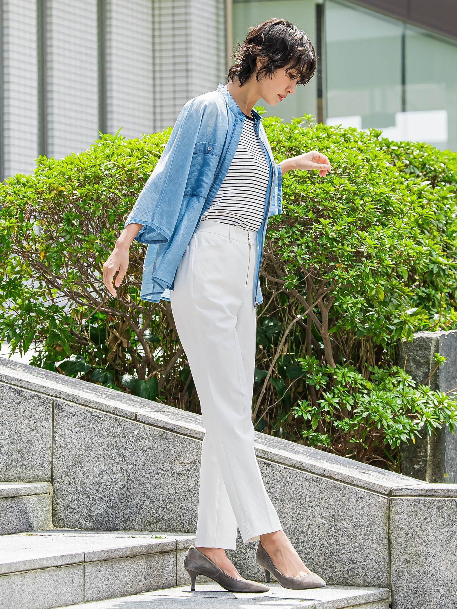 【極・名品パンツ/大きいサイズ】シェルタリングテーパードパンツ