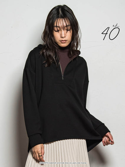 【40周年限定】HERSHEY’Sミルク＆ダークチョコハーフZIPフーディ≪洗濯機で洗える≫