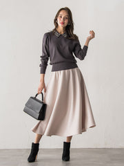 【新色追加】襟ビジューニット