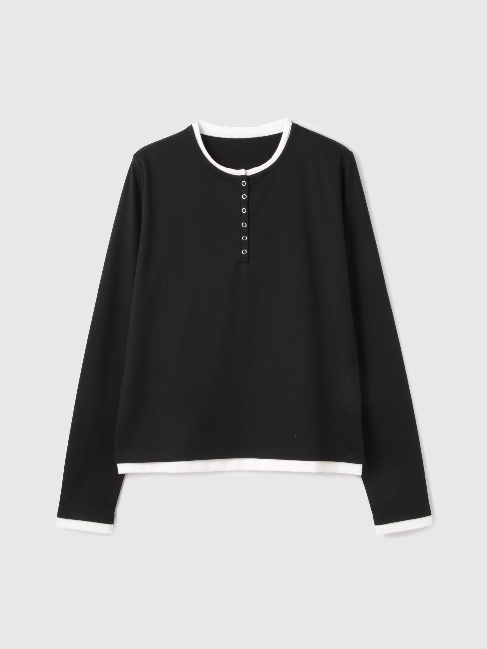 ヘンリーネックレイヤードTシャツ