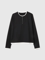 ヘンリーネックレイヤードTシャツ