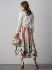 袖フリルパールリブニット