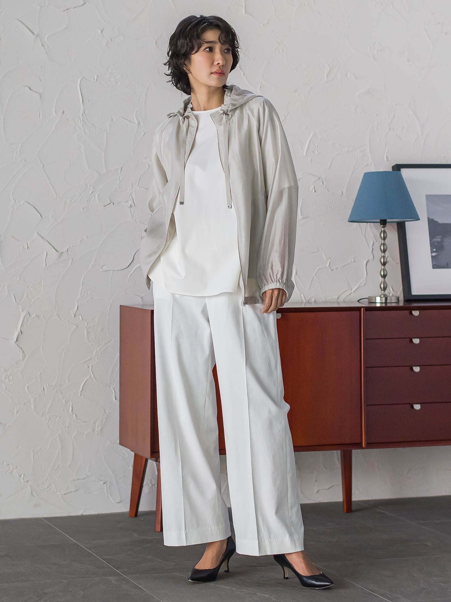 【WEB限定/+5cm丈長め】シェルタリングワイドパンツ