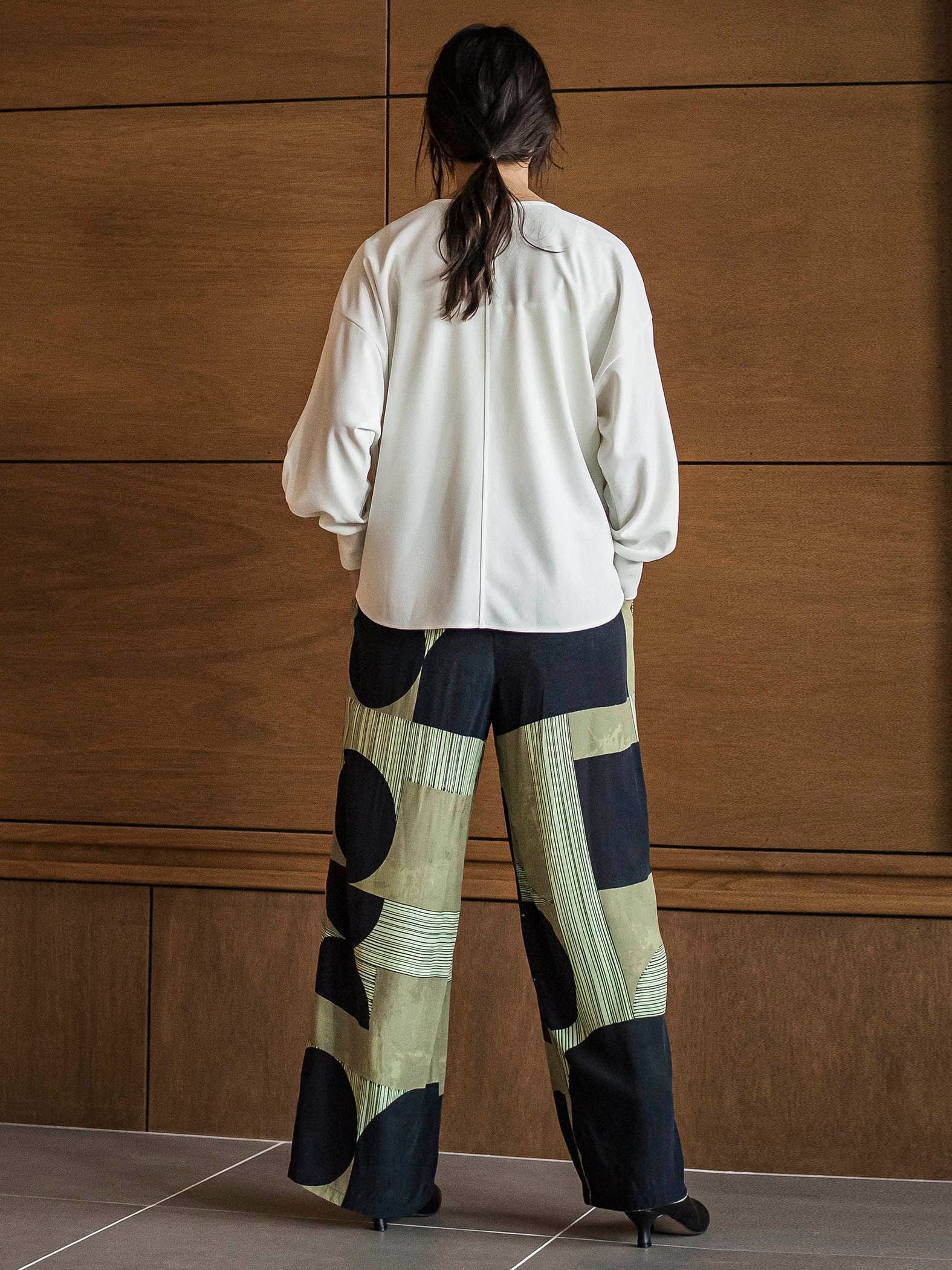 IPEKER幾何柄イージーワイドパンツ≪手洗い可能≫